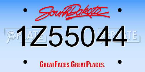 1Z55044 South Dakota License Plate