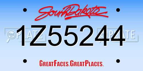 1Z55244 South Dakota License Plate