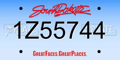 1Z55744 South Dakota License Plate