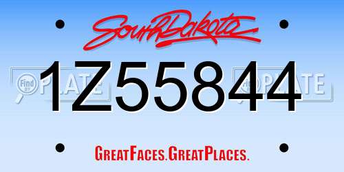 1Z55844 South Dakota License Plate