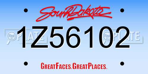 1Z56102 South Dakota License Plate