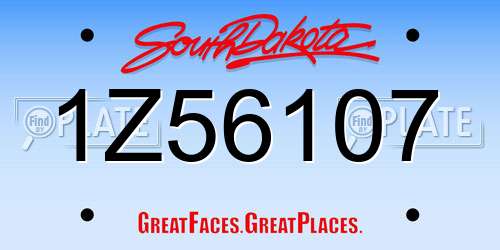 1Z56107 South Dakota License Plate