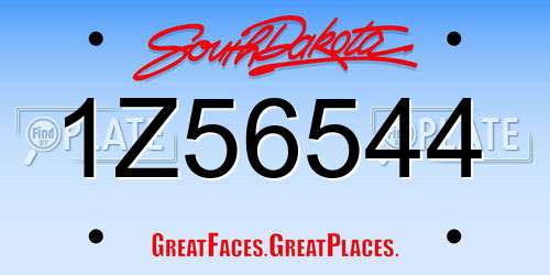 1Z56544 South Dakota License Plate