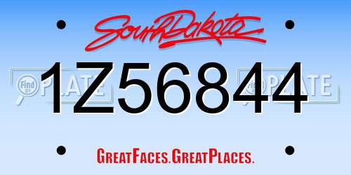 1Z56844 South Dakota License Plate