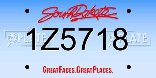 1Z5718 South Dakota License Plate