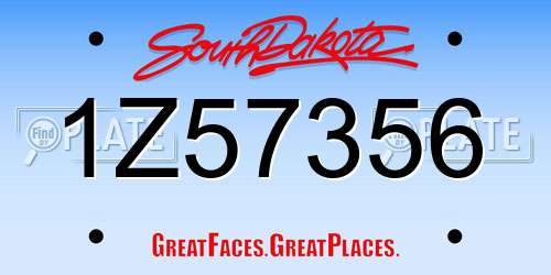 1Z57356 South Dakota License Plate
