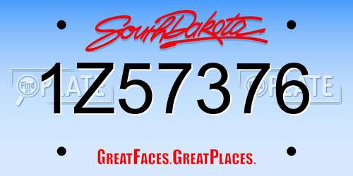 1Z57376 South Dakota License Plate
