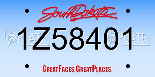 1Z58401 South Dakota License Plate