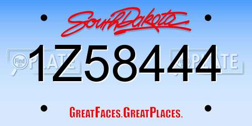 1Z58444 South Dakota License Plate