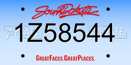 1Z58544 South Dakota License Plate