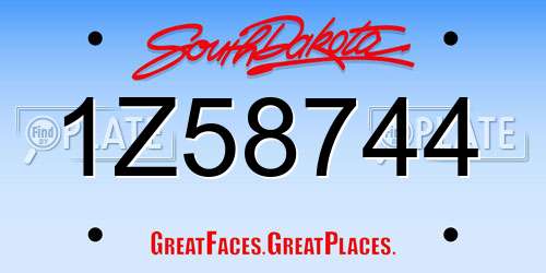 1Z58744 South Dakota License Plate