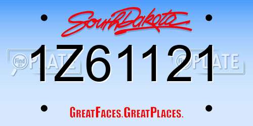 1Z61121 South Dakota License Plate