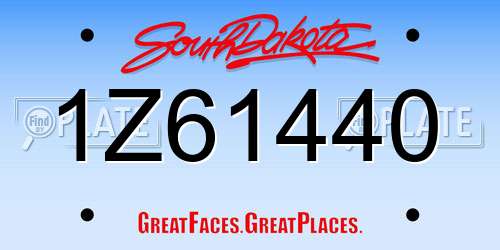1Z61440 South Dakota License Plate