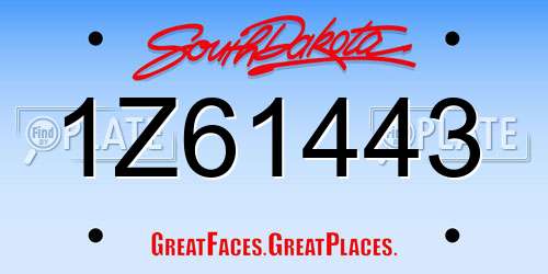 1Z61443 South Dakota License Plate