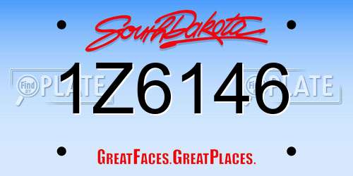 1Z6146 South Dakota License Plate