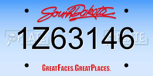 1Z63146 South Dakota License Plate