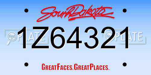 1Z64321 South Dakota License Plate