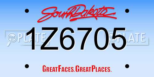 1Z6705 South Dakota License Plate