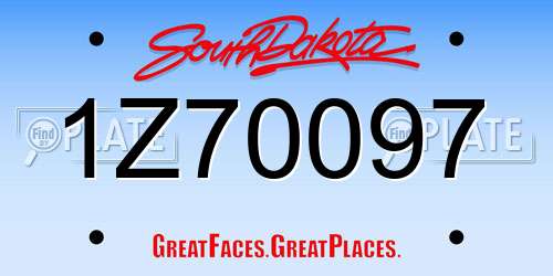 1Z70097 South Dakota License Plate