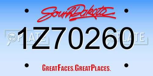 1Z70260 South Dakota License Plate