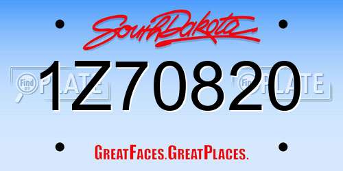 1Z70820 South Dakota License Plate