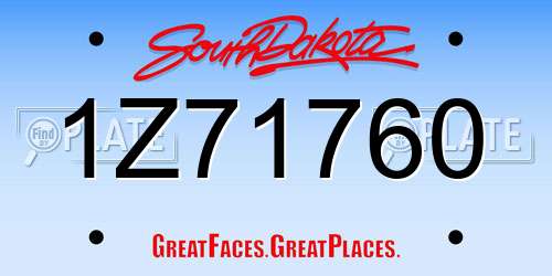 1Z71760 South Dakota License Plate