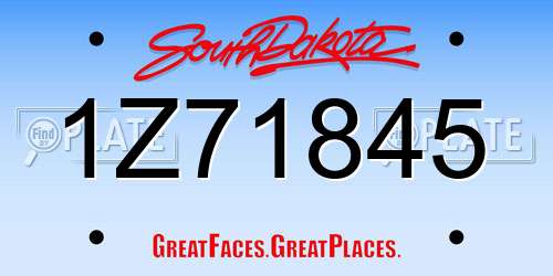 1Z71845 South Dakota License Plate