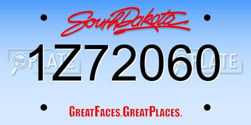 1Z72060 South Dakota License Plate
