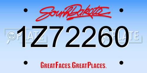 1Z72260 South Dakota License Plate