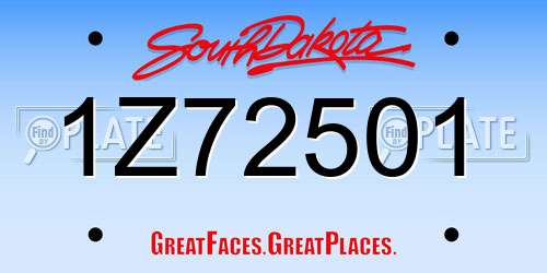 1Z72501 South Dakota License Plate