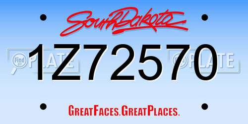 1Z72570 South Dakota License Plate