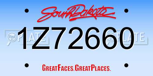 1Z72660 South Dakota License Plate