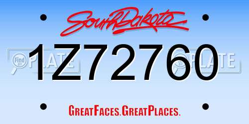 1Z72760 South Dakota License Plate