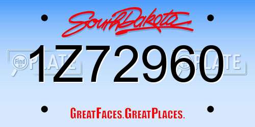 1Z72960 South Dakota License Plate