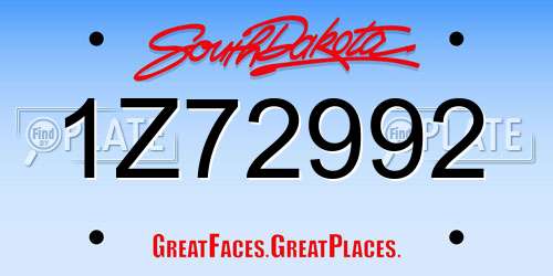 1Z72992 South Dakota License Plate