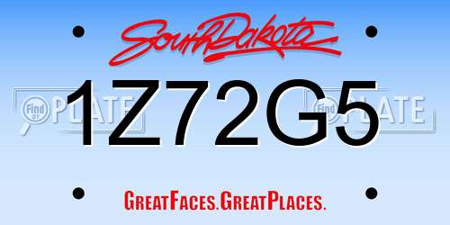 1Z72G5 South Dakota License Plate