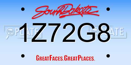 1Z72G8 South Dakota License Plate