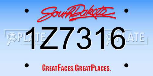 1Z7316 South Dakota License Plate