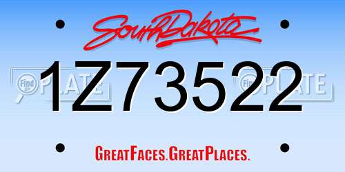 1Z73522 South Dakota License Plate