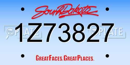 1Z73827 South Dakota License Plate