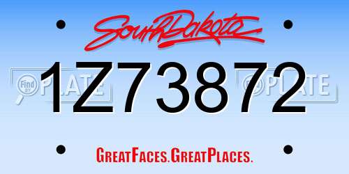 1Z73872 South Dakota License Plate
