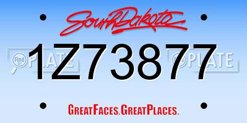 1Z73877 South Dakota License Plate
