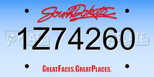 1Z74260 South Dakota License Plate