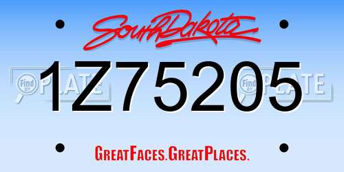1Z75205 South Dakota License Plate