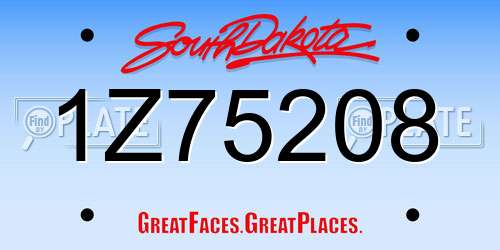 1Z75208 South Dakota License Plate