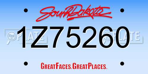 1Z75260 South Dakota License Plate