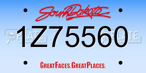 1Z75560 South Dakota License Plate