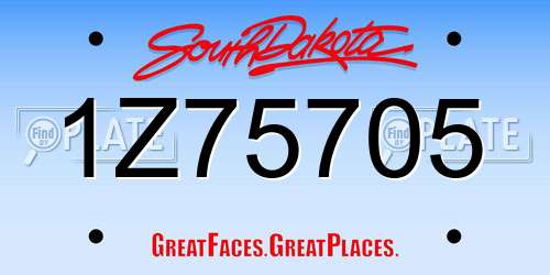 1Z75705 South Dakota License Plate