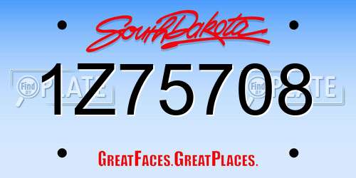 1Z75708 South Dakota License Plate