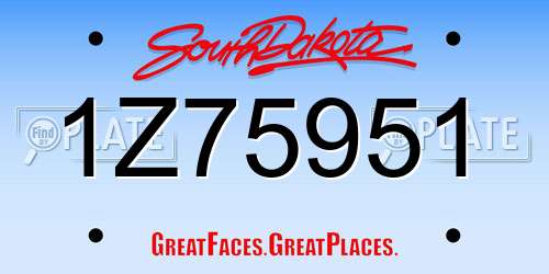 1Z75951 South Dakota License Plate